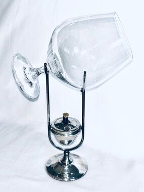 Vintage Brandy Glass Snifter Warmer Italian Silverplate WA Italy German Crystal